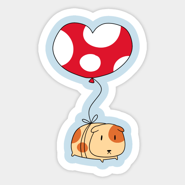 Heart Balloon Guinea Pig Sticker by saradaboru